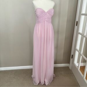 Anthropology Donna Morgan Light Pink Strapless Gown, Bridesmaids Dress